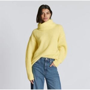 Everlane Alpaca Turtleneck Sweater Womens XS Yellow NEW Ribbed Knit Wool Blend